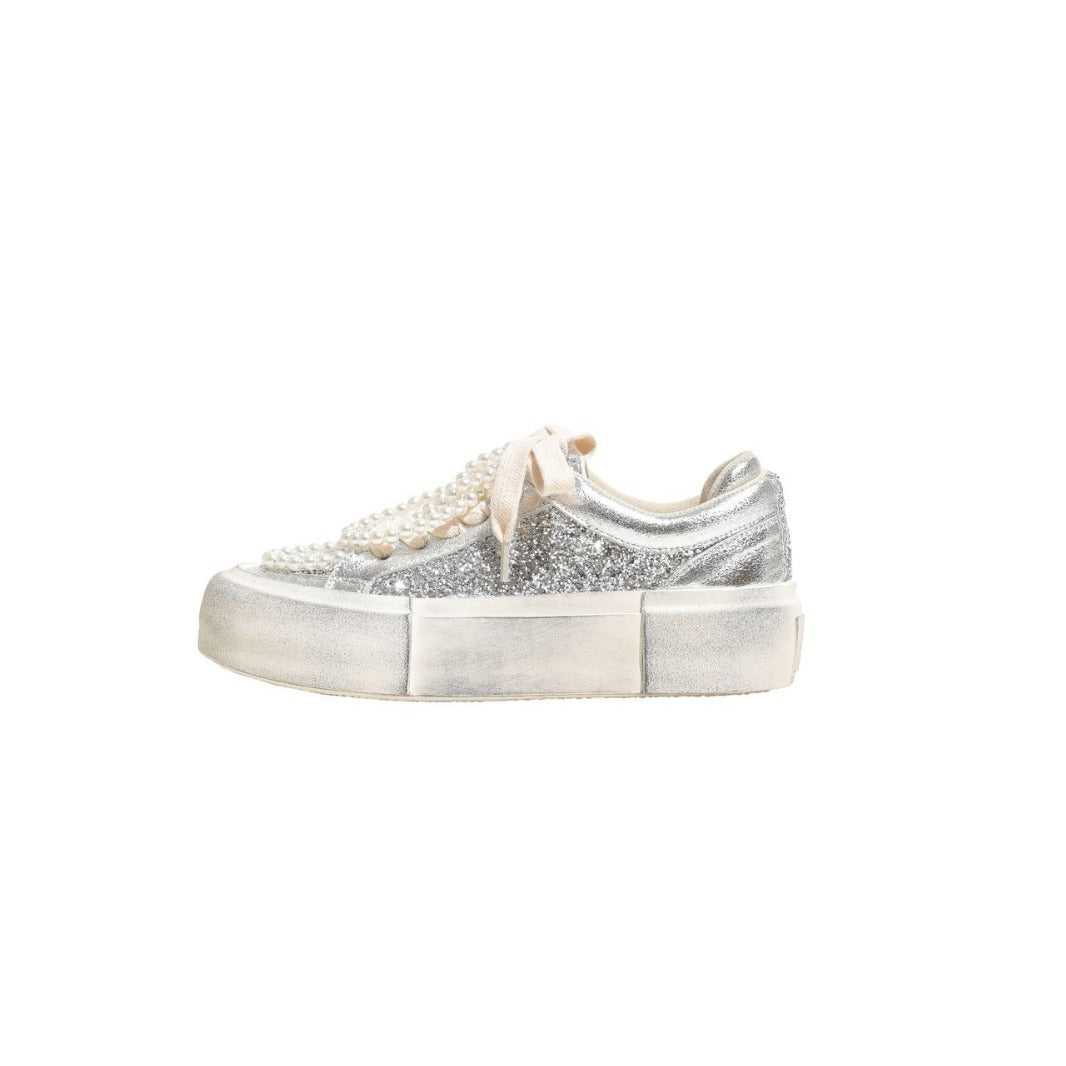 Dame Glitrende Sneakers med perleprydet Overdel Stilla