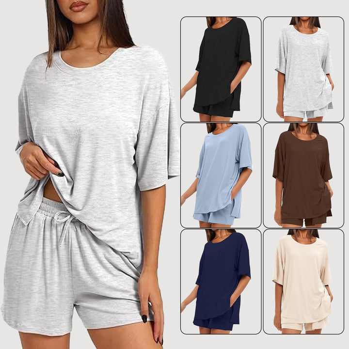 Dame Oversize T-shirt med afslappet snit og sidelange sprækker Skovae
