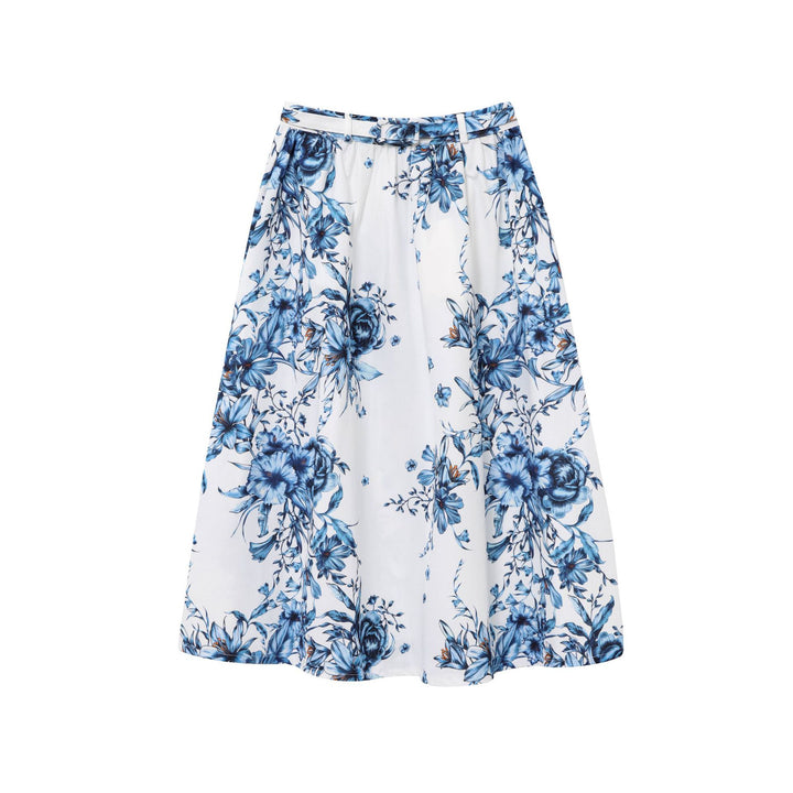 Dame Floral Print A-linje Midi Nederdel Stilla