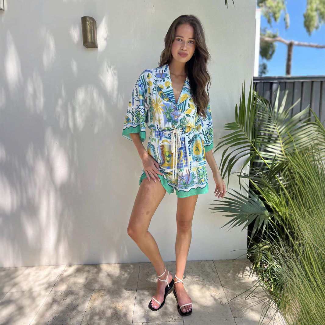 Ladies beach dress with colorful pattern Skovae