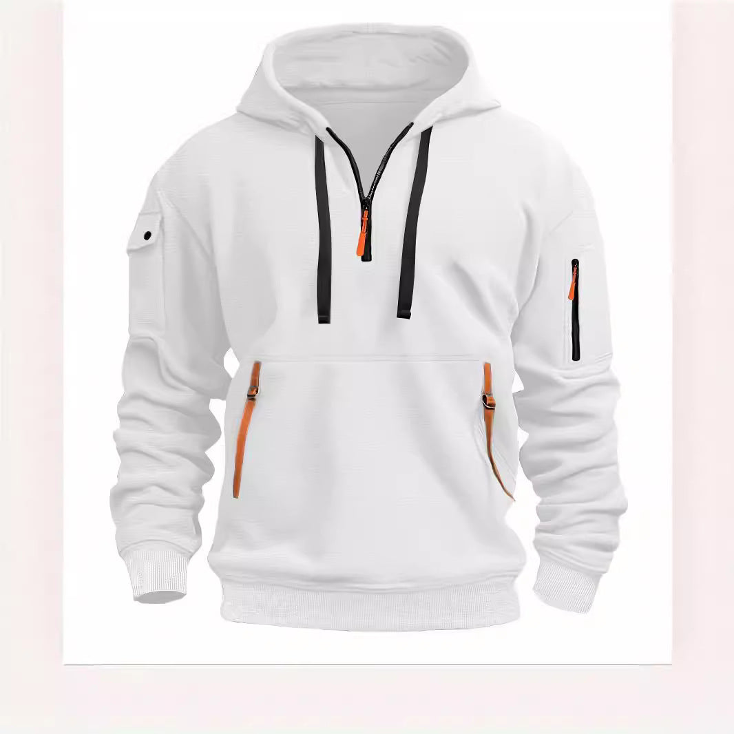 Kvindernes hætte sweatshirt med funktionelle lommer og moderne høj krave Skovae