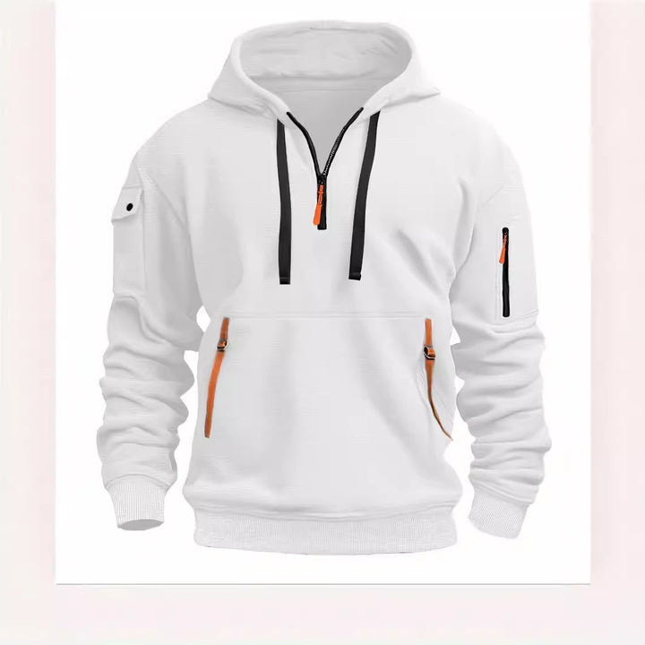 Kvindernes hætte sweatshirt med funktionelle lommer og moderne høj krave Skovae