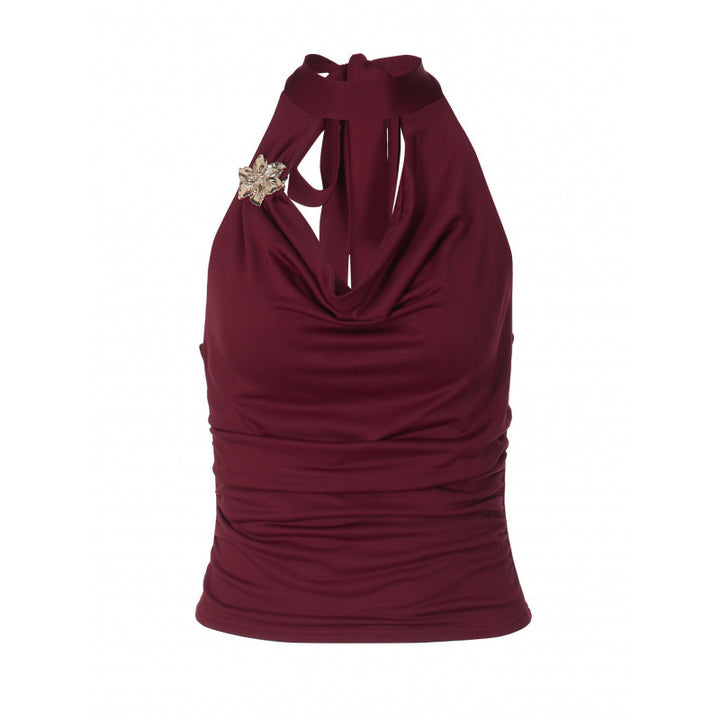 Damen Halter-Top mit Wickeldesign und eleganter Raffung Skovae