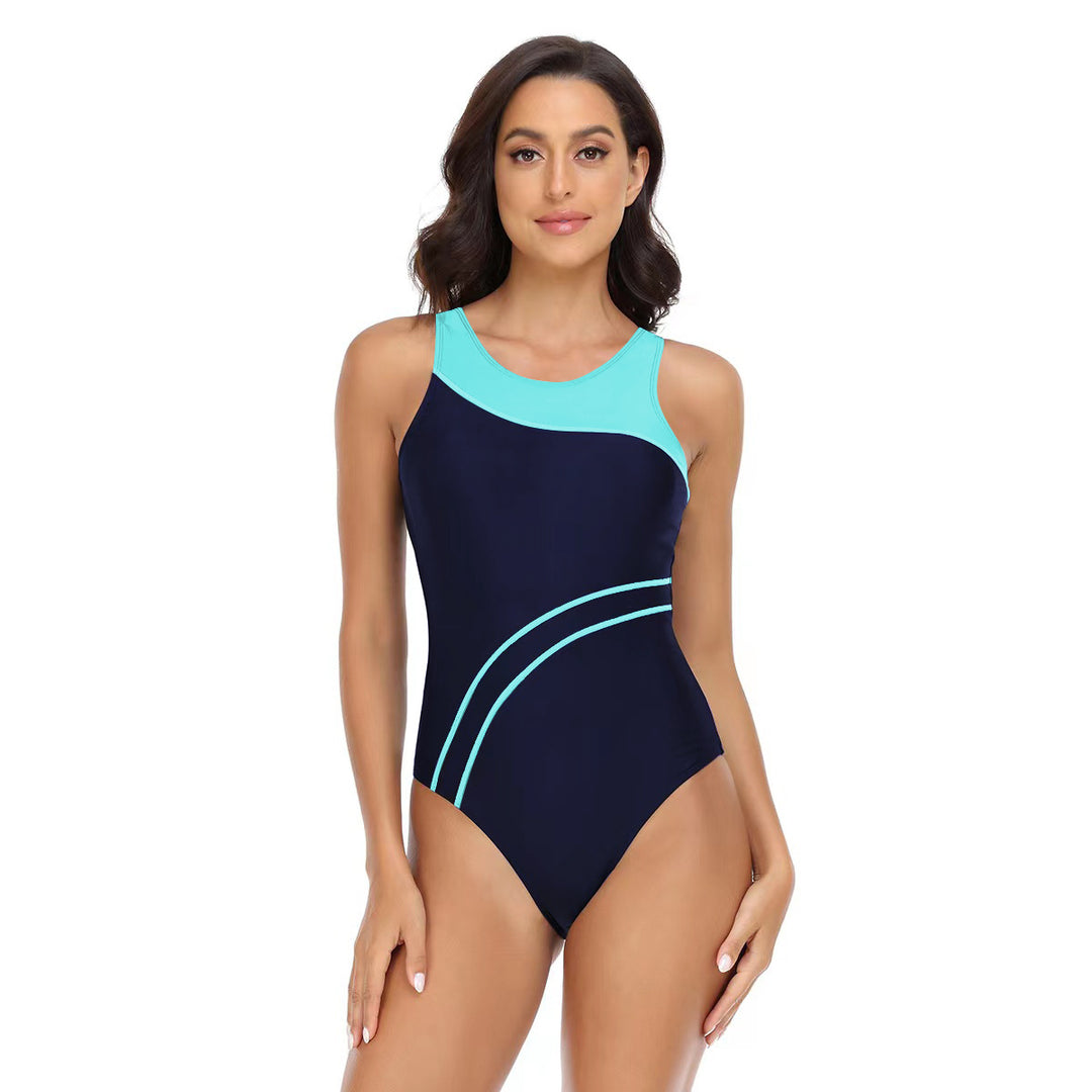 Dame Sporty One-Piece Swimsuit with Fashionable Color Contrast Skovae