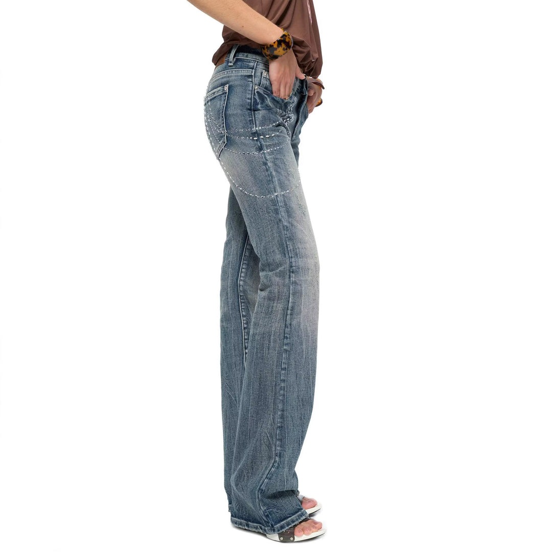 Dame Flared Jeans med glitrende applikationer Skovae