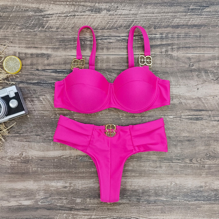 Dame bikini-sæt med elegant bustier-overdel og høj talje Stilla