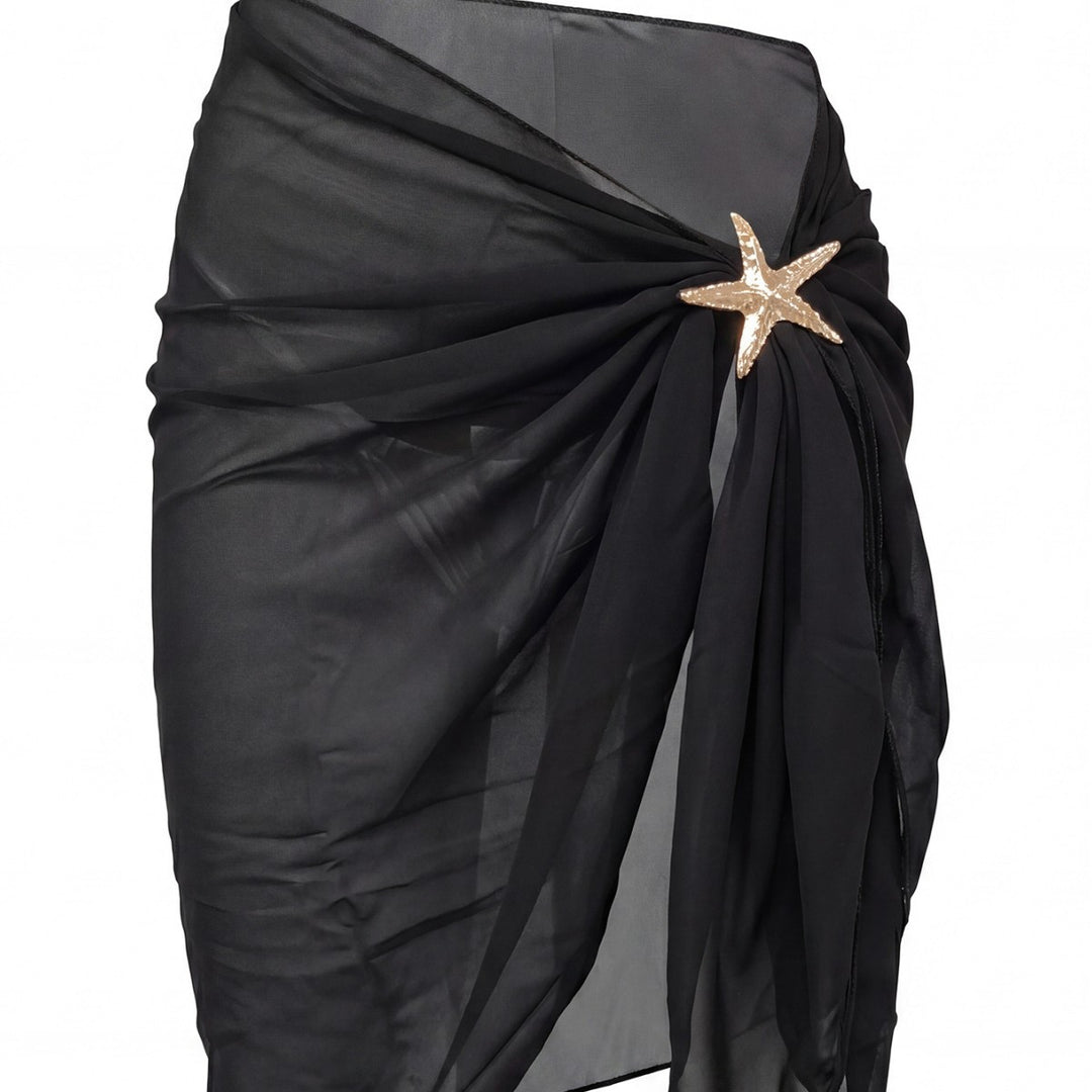 Dame elegant Strand-Sarong med glitrende blomsterapplikation Skovae