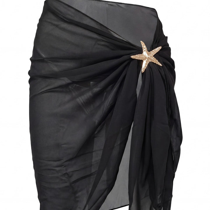 Dame elegant Strand-Sarong med glitrende blomsterapplikation Skovae