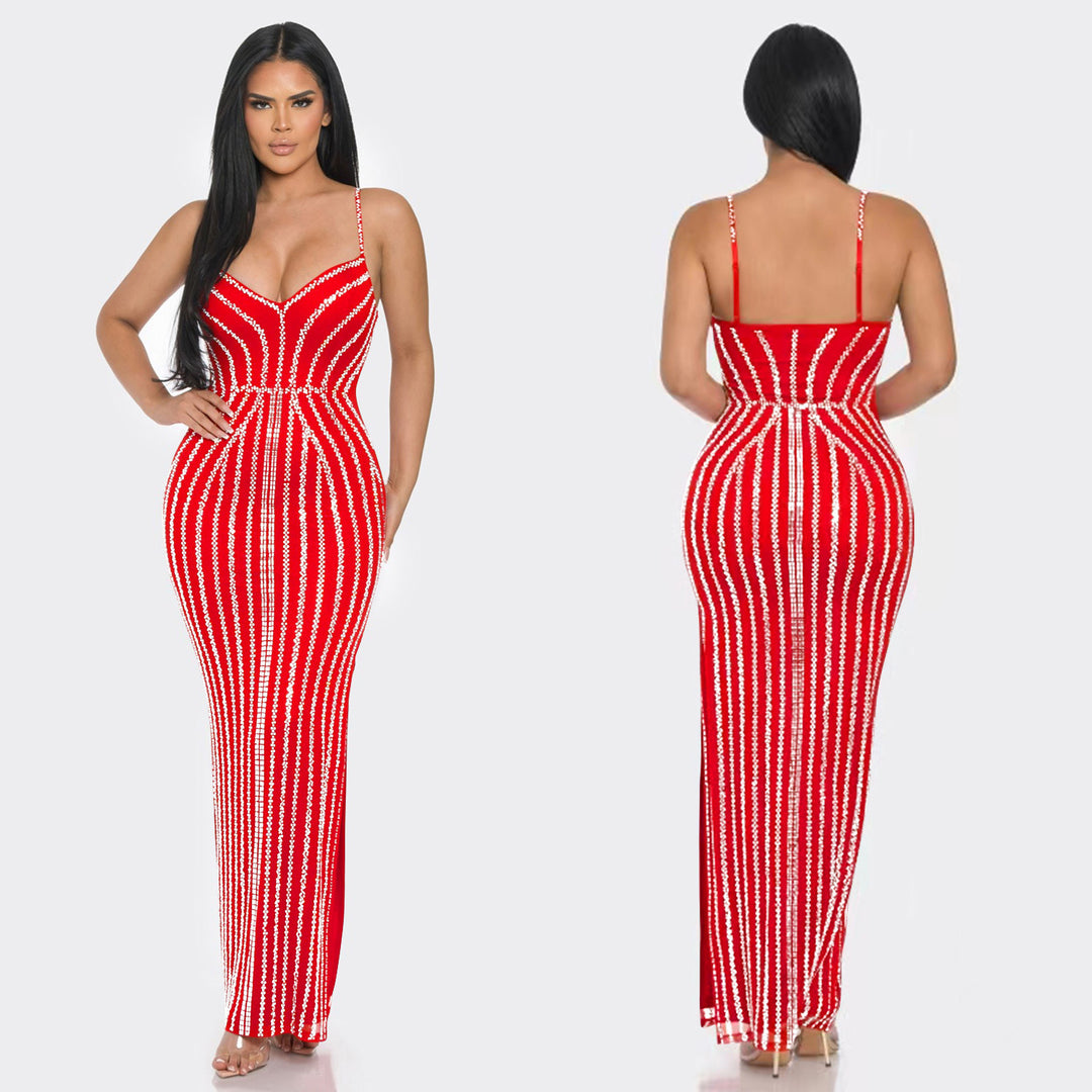 Dame Bodycon Aftenkjole med strapless glitrende detaljer Stilla
