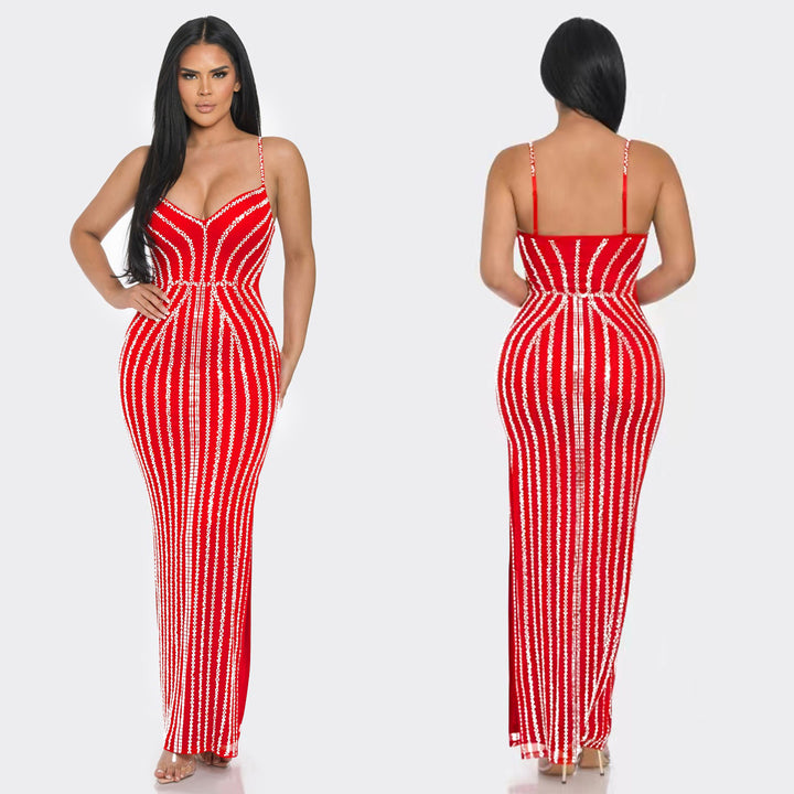Dame Bodycon Aftenkjole med strapless glitrende detaljer Stilla