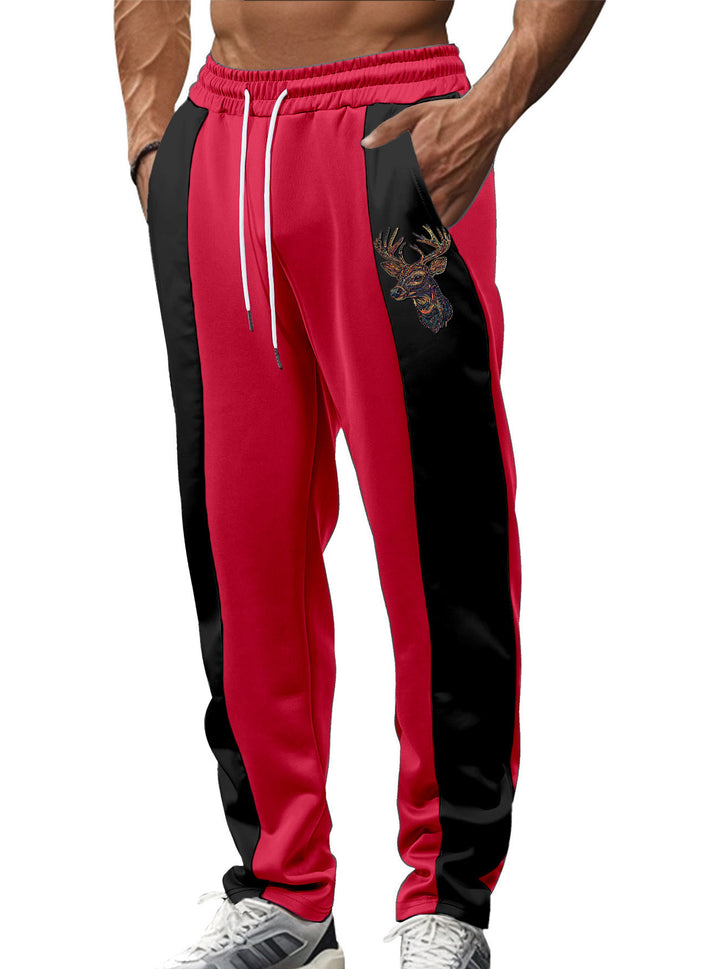 Herrer nan sporty Trackpants med sidelæns kontrastbånd elastisk bund snor og hjorte broderi Skovae