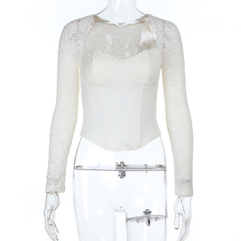 Dame elegant spidsbluse med lange ærmer og taljeret snit Skovae