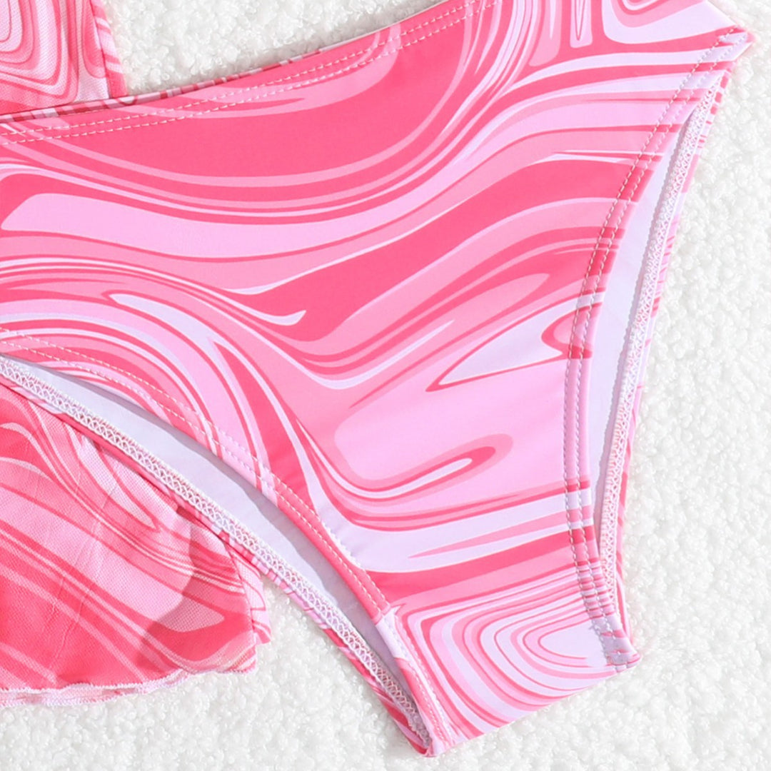 Dame bikini sæt med asymmetrisk top og let flydende nederdel Stilla