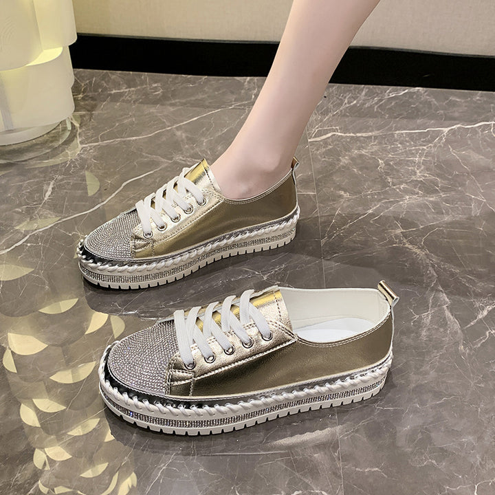 Dame mode Sneakers med funklende overmateriale og særpræget således design Stilla
