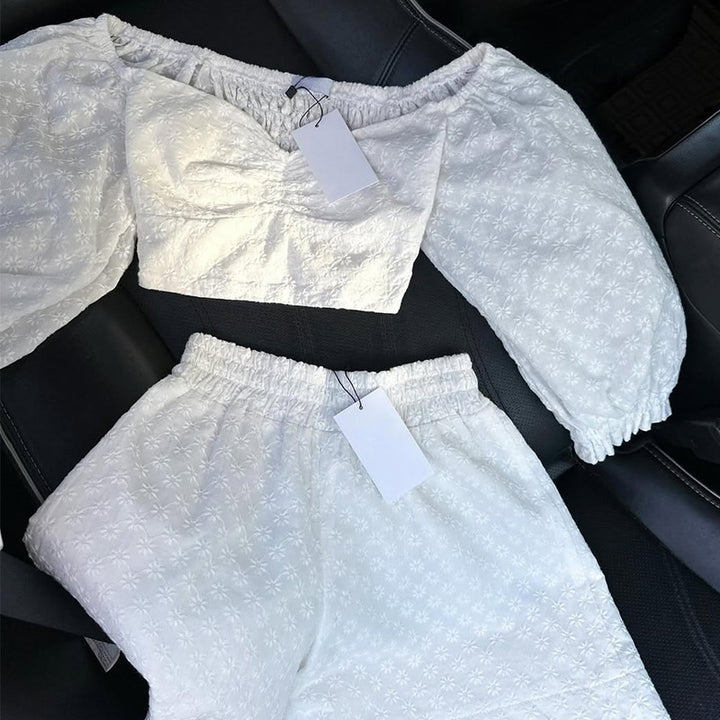 Dame sæt bestående af cropped top og vidde shorts Stilla