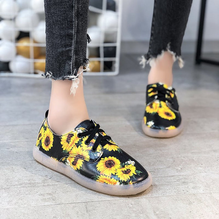 Dame mode sneakers med solsikke mønster og skridsikker sål Stilla