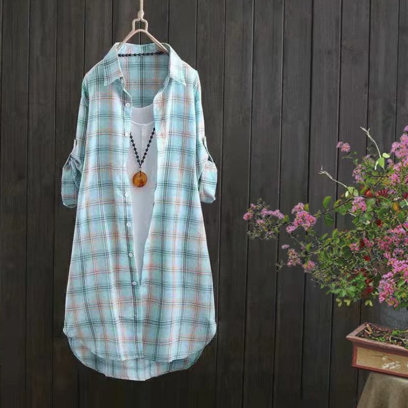 Damer letternettet ternet Button-Up-bluse Stilla