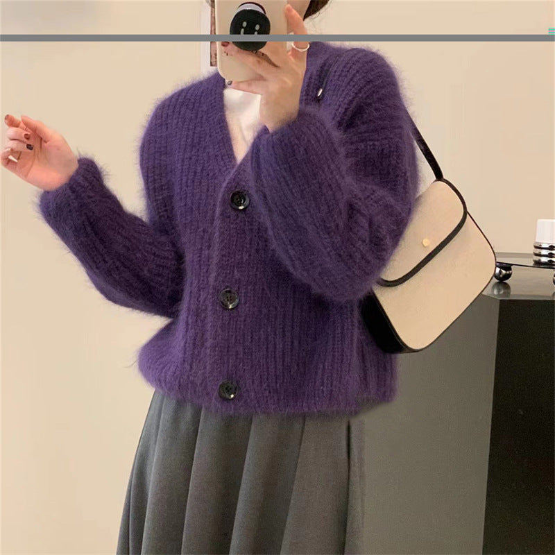 Dame Fleece Cardigan med Knap og Casual Skæring Stilla