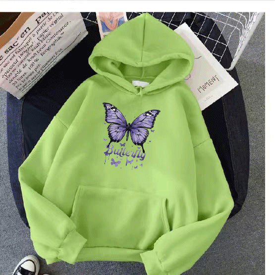 Kvinders hoodie med farverigt sommerfuglemotiv Skovae