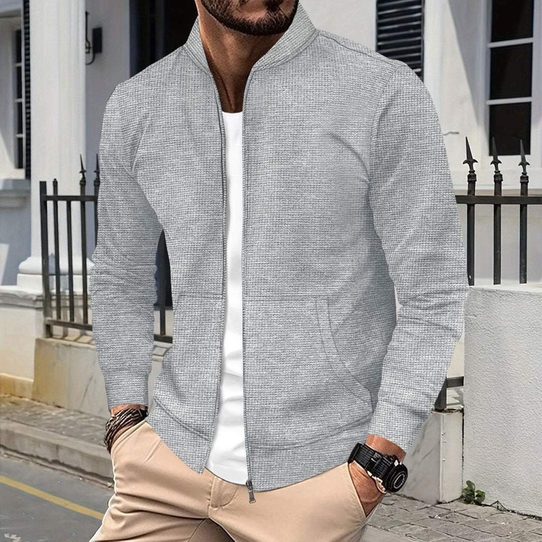 Stilla | Zip Jakke Sporty Pasform Struktureret Stof Ribkanter Forlommer