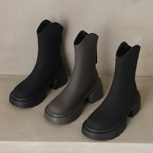 Femme Chunky Heel Støvler med Lynlådsdetalje Stilla
