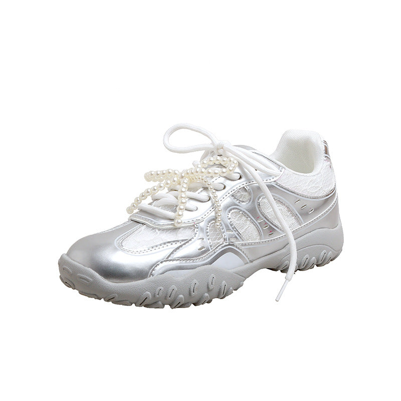 Damer mode sneakers med perlesnørering og reflekterende elementer Stilla