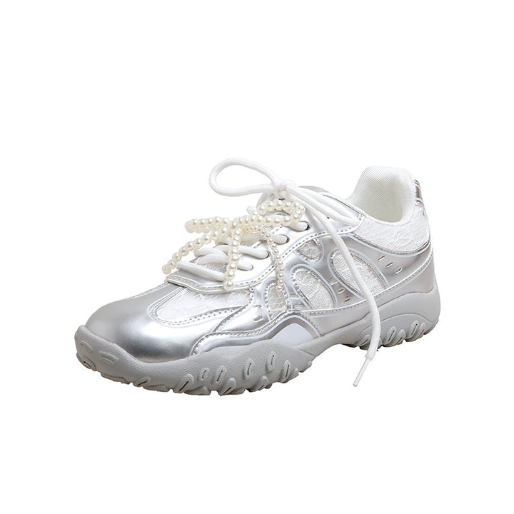 Damer mode sneakers med perlesnørering og reflekterende elementer Stilla