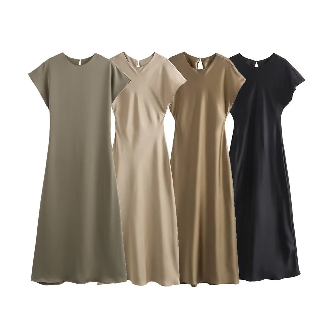 Dame elegant maxi kjole med flydende snit og moderne V-hals Skovae