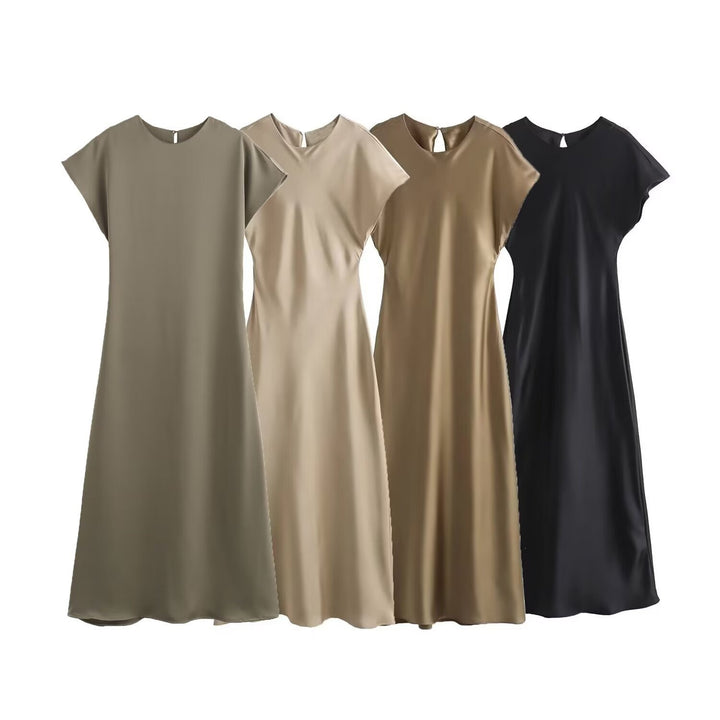 Dame elegant maxi kjole med flydende snit og moderne V-hals Skovae