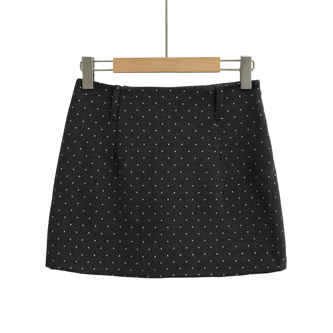 Dame Modisk Mini Skirt med Prikkemønster og Høj Talje Stilla