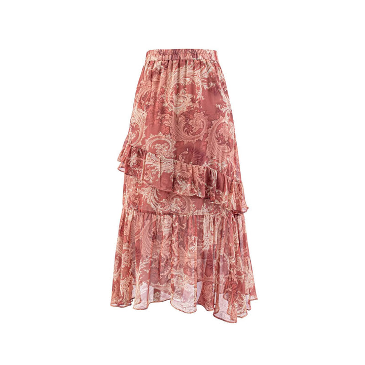 Dame Maxi-nederdel med voluminøst lagdesign Skovae