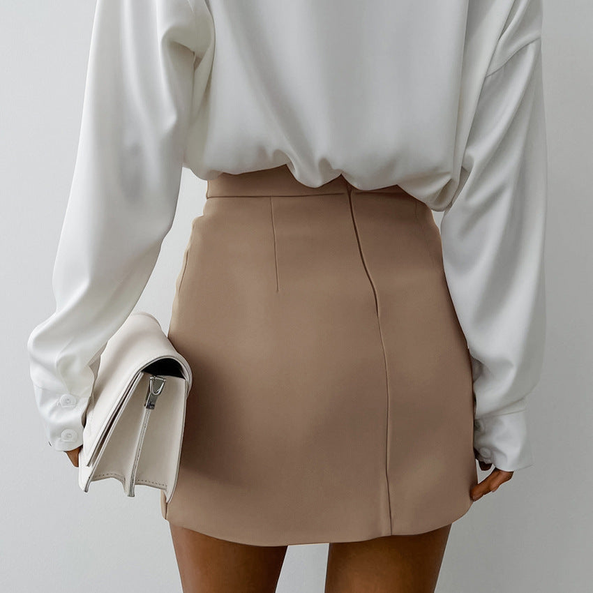 Dame wrap skirt med dekorative knapdetaljer Stilla