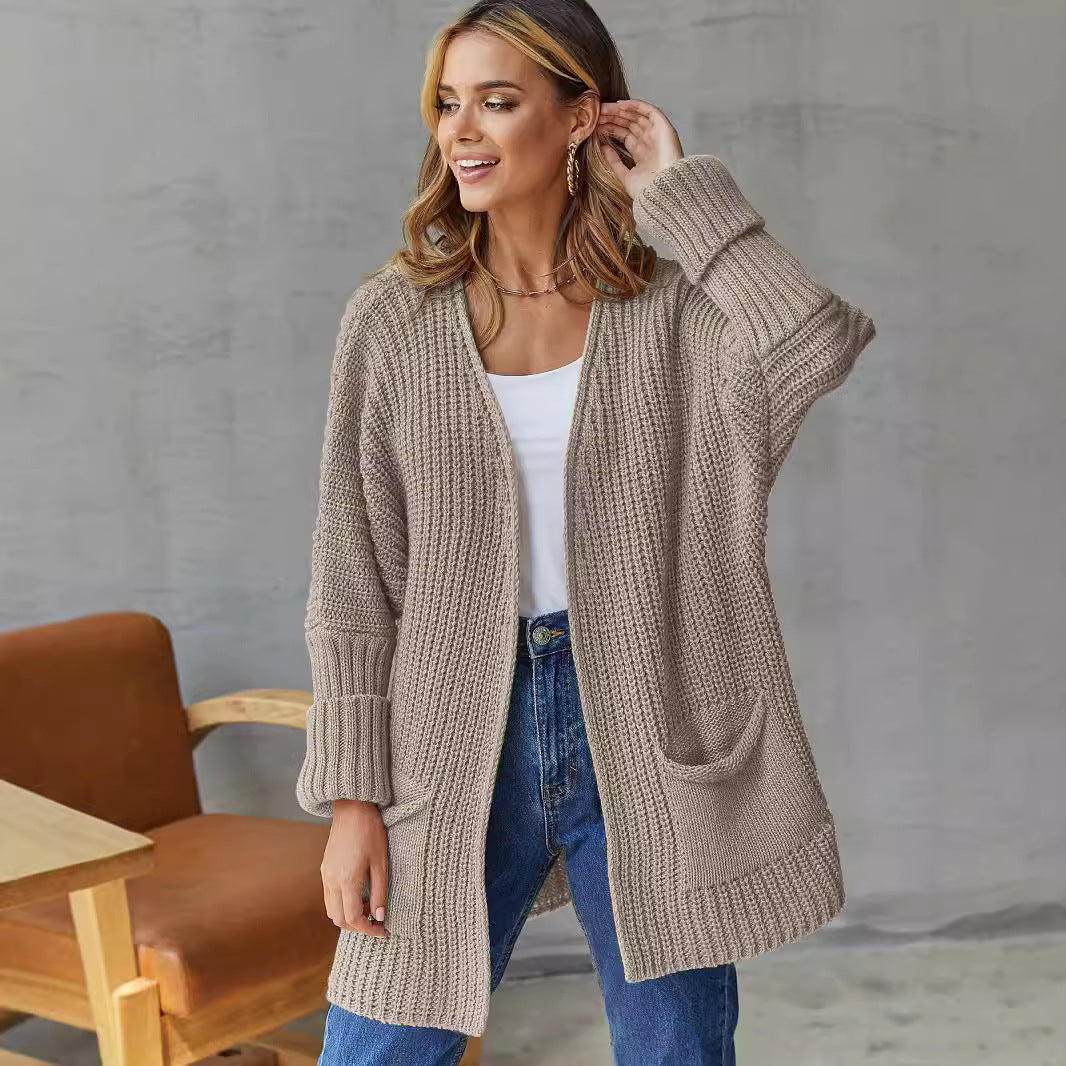 Kvinders cardigan med åben front og store lommer Stilla