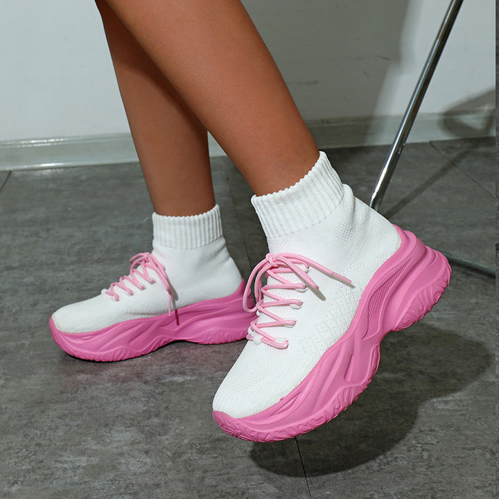 Dame Høj Strik-Sneakers med elastisk pasform og støddæmpende sål Stilla