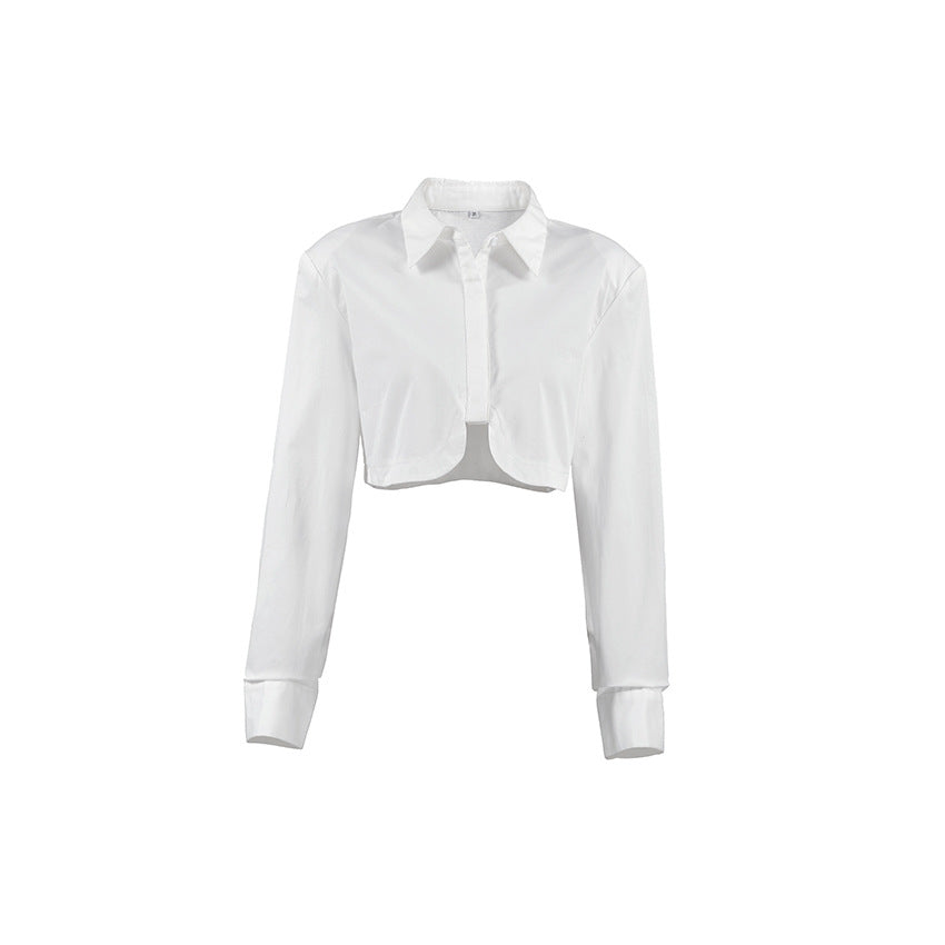 Dame Trendy cropped Bluse med overskudte skuldre Stilla