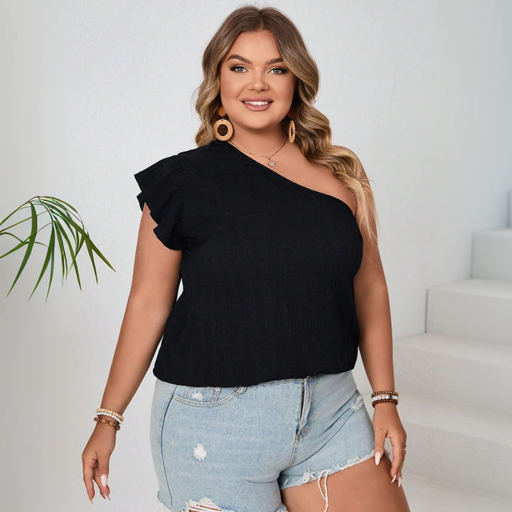 Dame asymmetrisk top med elegant flæse design Stilla