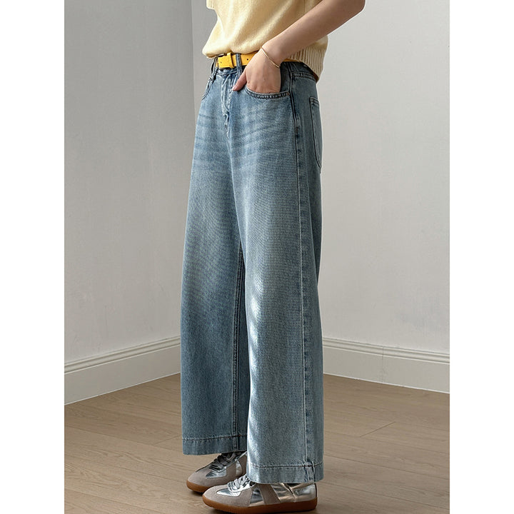 Dame brede jeans med høj talje og elegant snit Stilla