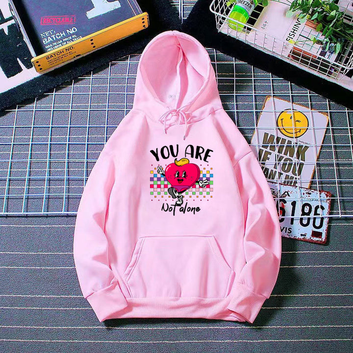 Kvinders hoodie med sjovt hjerte design Skovae