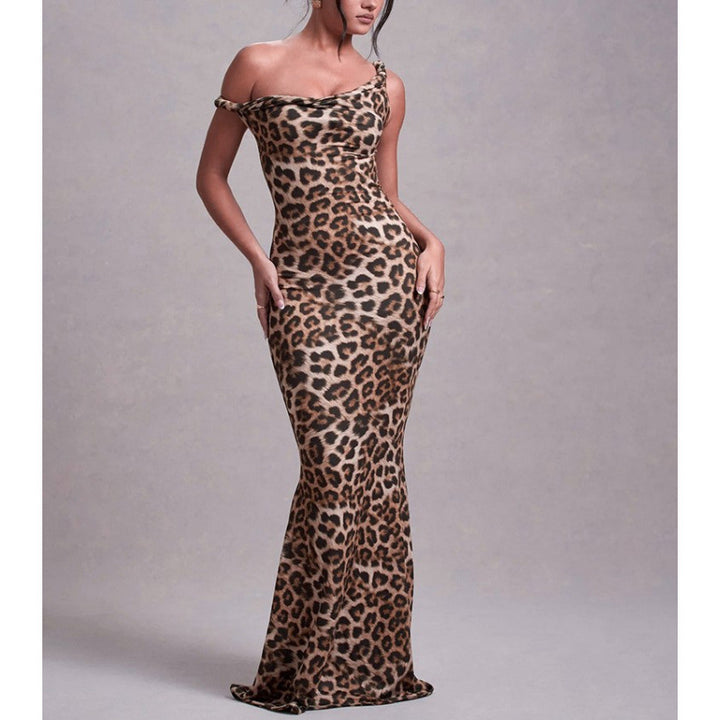 Damer Off-Shoulder Leopardmønster Maxi Kjole Stilla