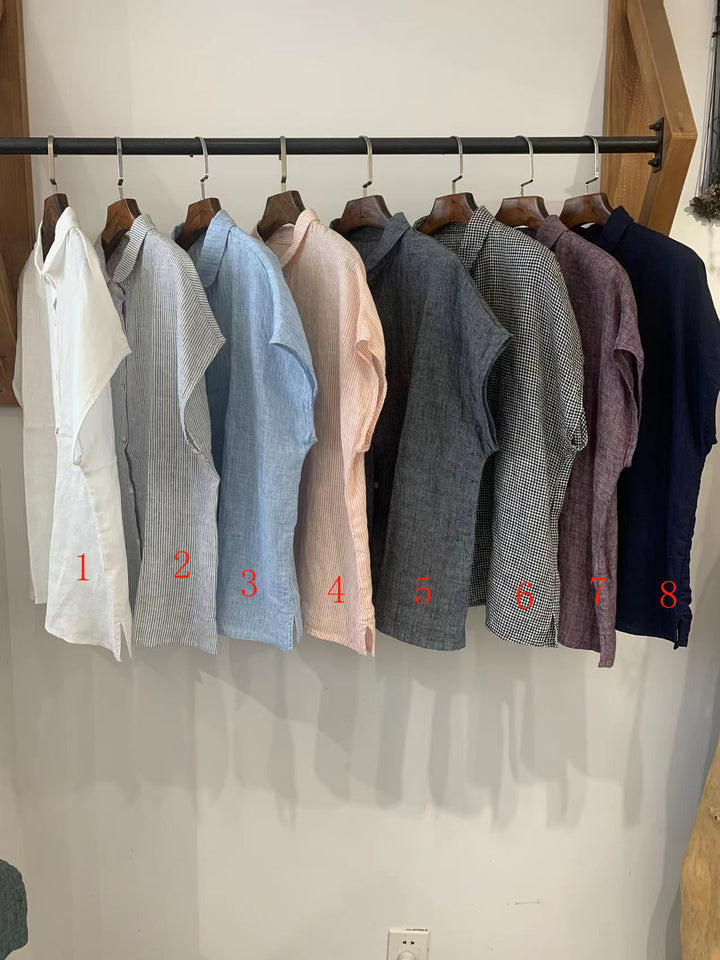 Femme Kortærmet Afslappet Fit Button-Up Skjorte Stilla