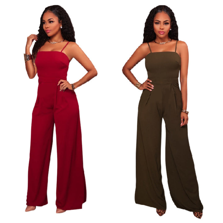 Dame Oversized Jumpsuit med dyb rygudskæring og bredt ben Stilla