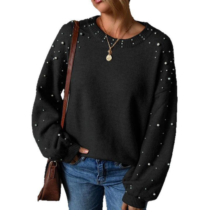 Dame strik sweater med perle detaljer Stilla