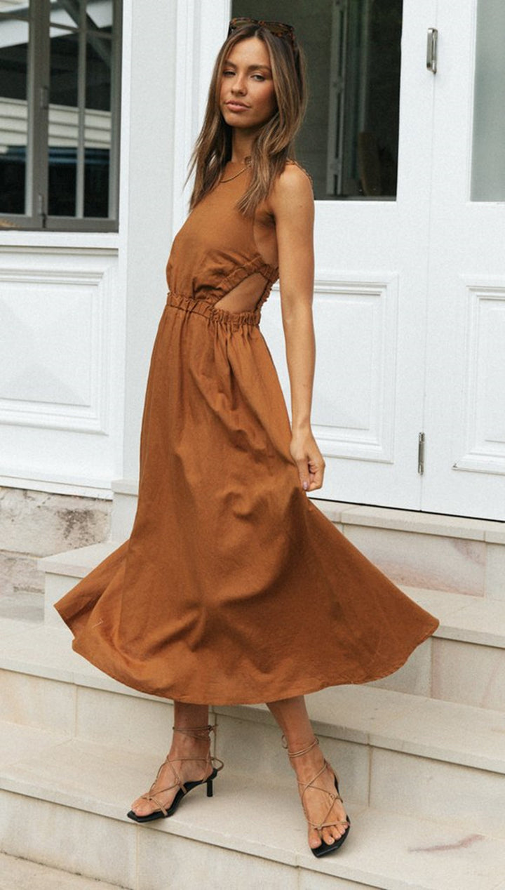 Damer elegant sommer maxi kjole med sofistikeret snit og justerbar talje snor Stilla