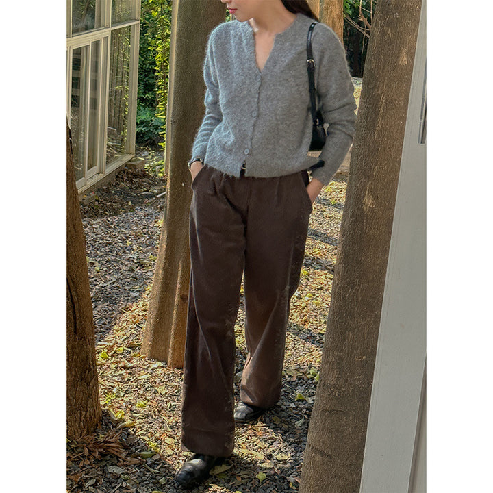 Dame bred plissé-bukser med høj talje og elegante folder Stilla