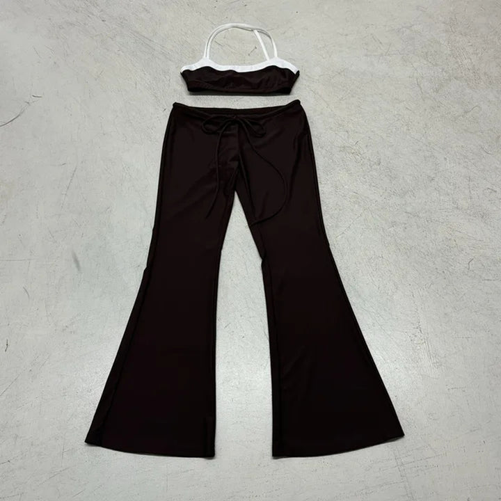 Dame mode bikini sæt med flot crop-top og løse shorts Skovae