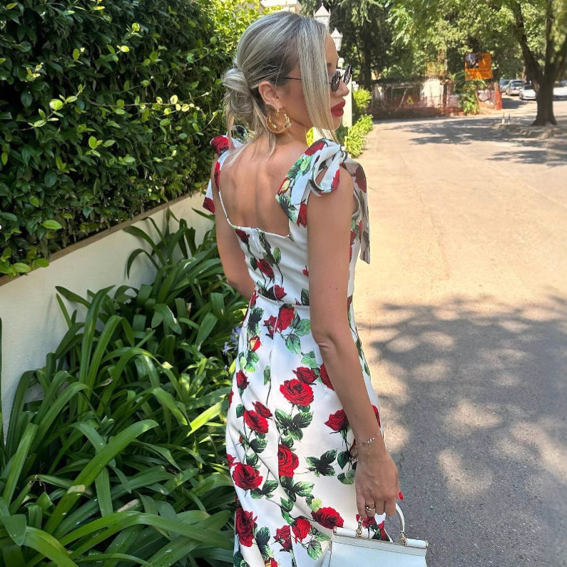Dame Maxi Kjole med Blomster Mønster Stilla