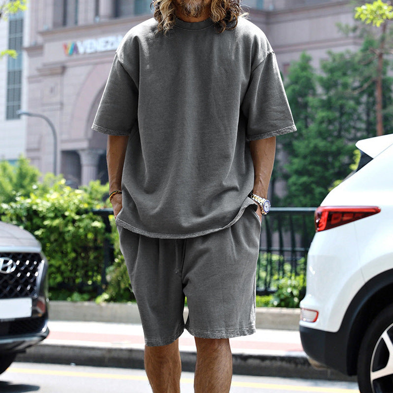 Herrer afslappet oversized T-shirt og shorts sæt Stilla