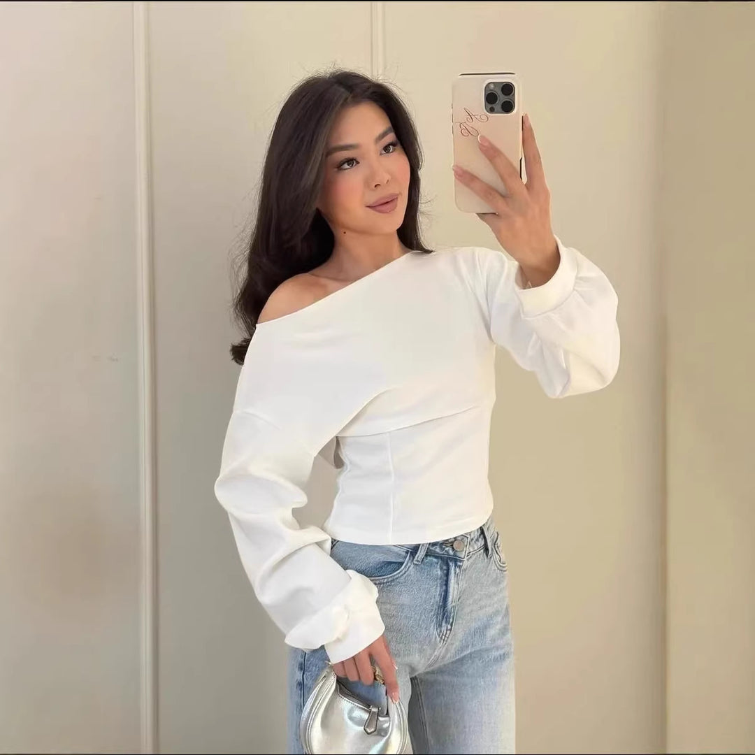 Kvindernes sporty cropped sweatshirt med snøringer Stilla