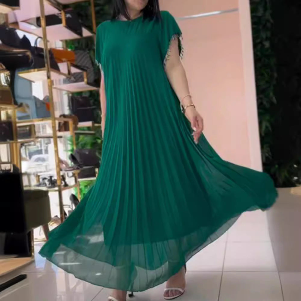 Dame maxikjole med elegant plissering og raffinerede detaljer Stilla