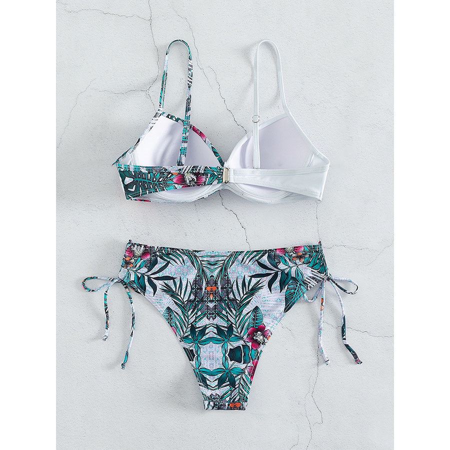 Dame Floral Print Justerbar Bikini-Sæt Stilla